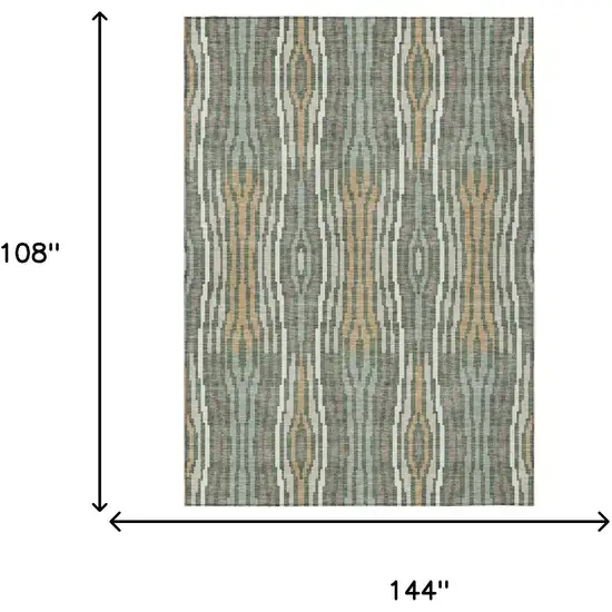 Green And Ivory Abstract Washable Indoor Outdoor Area Rug Photo 9