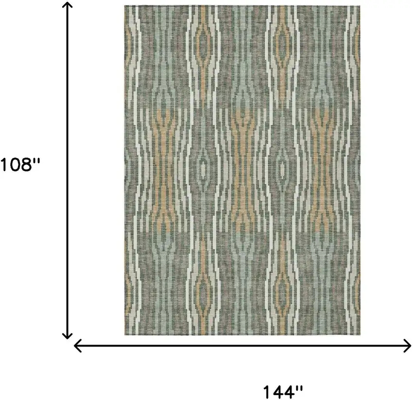 Green And Ivory Abstract Washable Indoor Outdoor Area Rug Photo 9