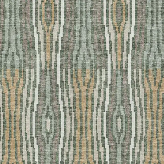 Green And Ivory Abstract Washable Indoor Outdoor Area Rug Photo 5