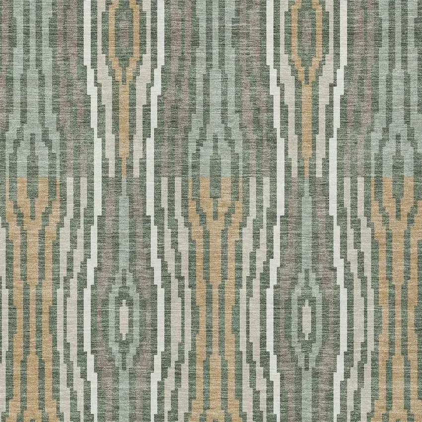 Green And Ivory Abstract Washable Indoor Outdoor Area Rug Photo 5