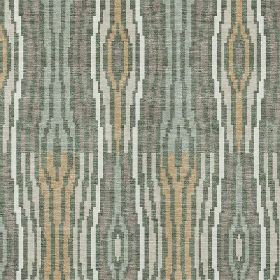 Green And Ivory Abstract Washable Indoor Outdoor Area Rug Photo 4