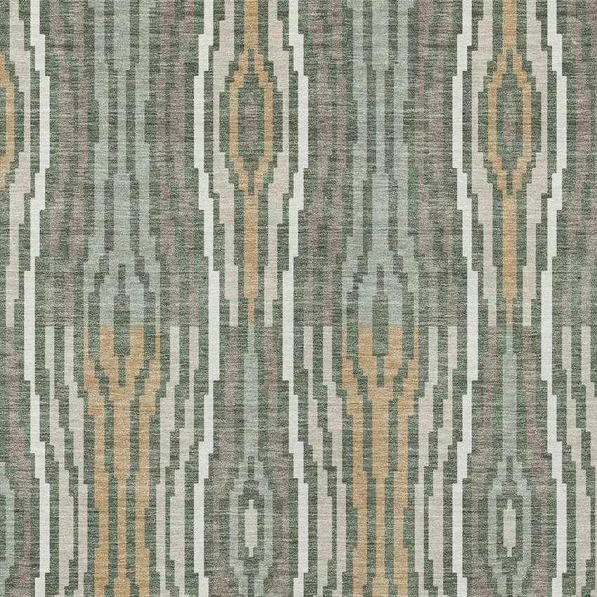 Green And Ivory Abstract Washable Indoor Outdoor Area Rug Photo 4