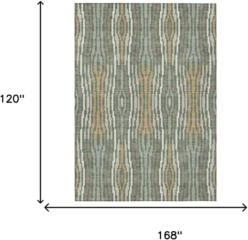 Green And Ivory Abstract Washable Indoor Outdoor Area Rug Photo 8
