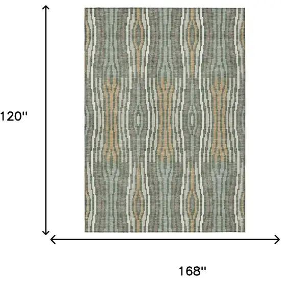 Green And Ivory Abstract Washable Indoor Outdoor Area Rug Photo 8
