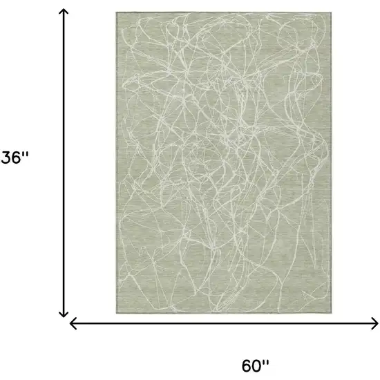 Green And Ivory Abstract Washable Indoor Outdoor Area Rug Photo 5