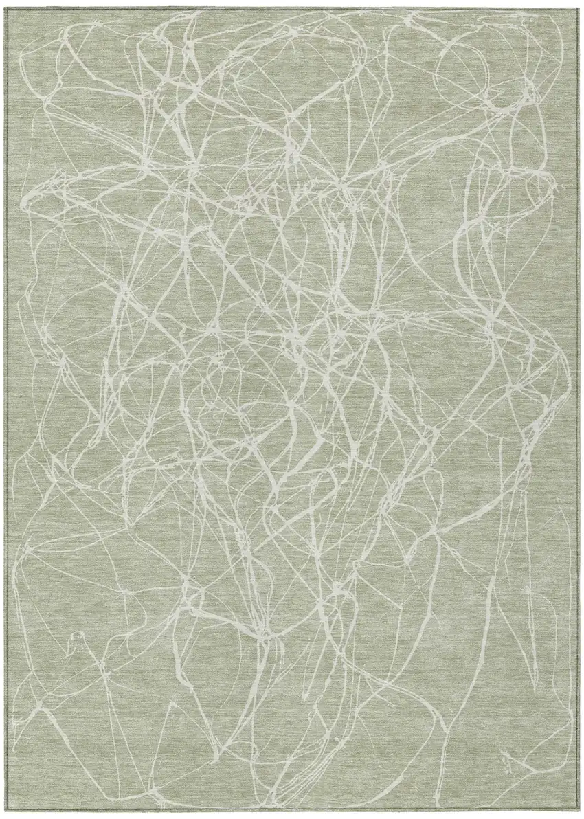 Green And Ivory Abstract Washable Indoor Outdoor Area Rug Photo 2
