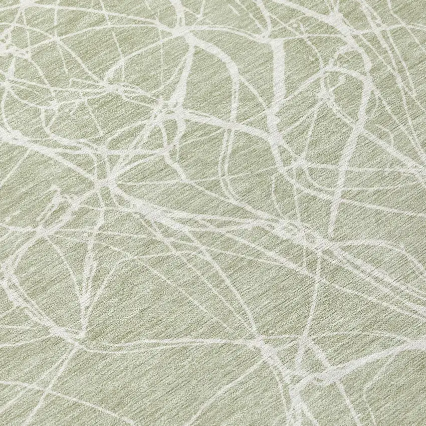 Green And Ivory Abstract Washable Indoor Outdoor Area Rug Photo 4
