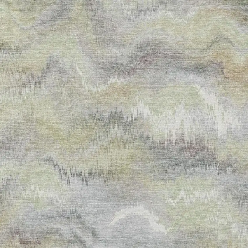 Green And Ivory Abstract Washable Indoor Outdoor Area Rug Photo 2