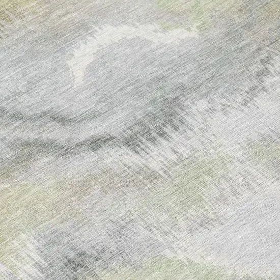 Green And Ivory Abstract Washable Indoor Outdoor Area Rug Photo 5