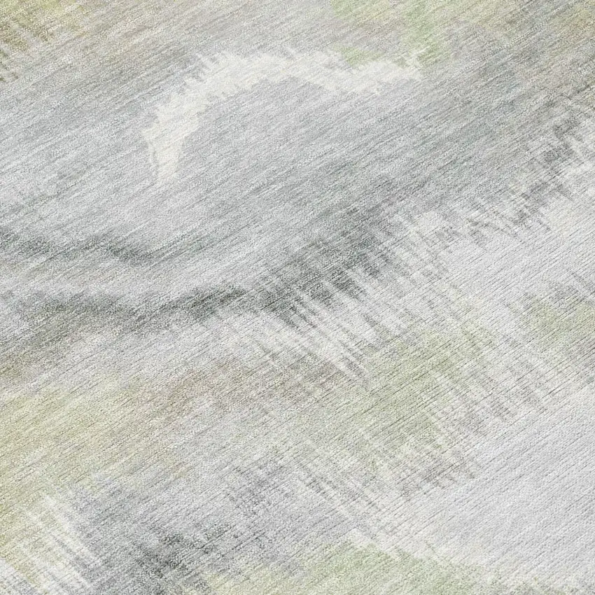 Green And Ivory Abstract Washable Indoor Outdoor Area Rug Photo 5