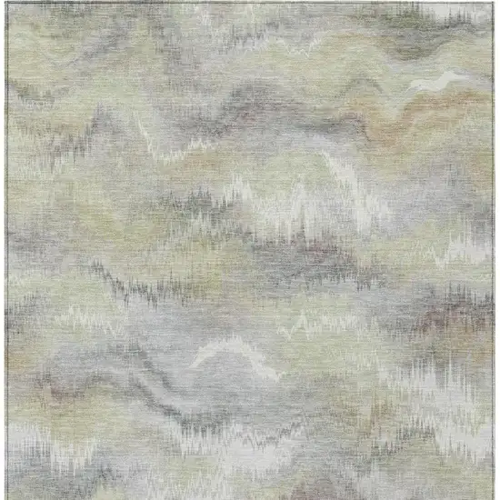 Green And Ivory Abstract Washable Indoor Outdoor Area Rug Photo 1