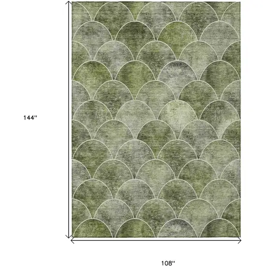 Green And Ivory Abstract Washable Indoor Outdoor Area Rug Photo 6