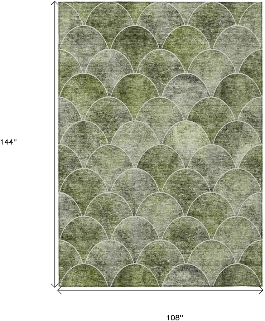 Green And Ivory Abstract Washable Indoor Outdoor Area Rug Photo 6