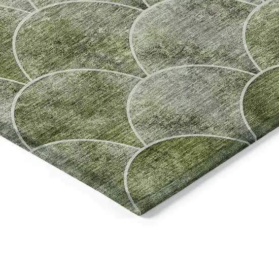Green And Ivory Abstract Washable Indoor Outdoor Area Rug Photo 4