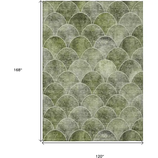 Green And Ivory Abstract Washable Indoor Outdoor Area Rug Photo 4