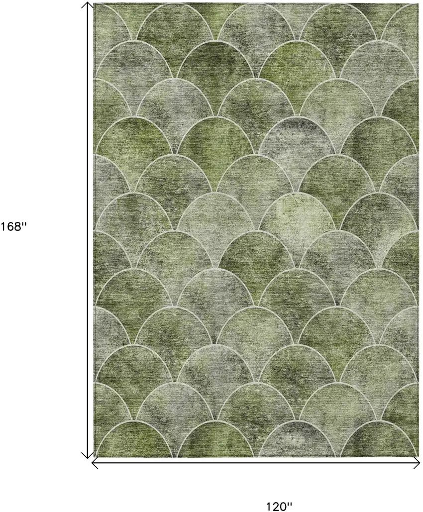 Green And Ivory Abstract Washable Indoor Outdoor Area Rug Photo 4