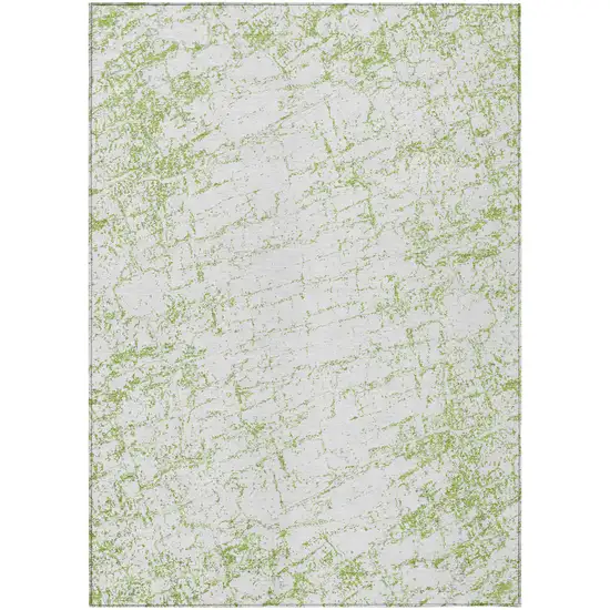 Green And Ivory Abstract Washable Indoor Outdoor Area Rug Photo 2