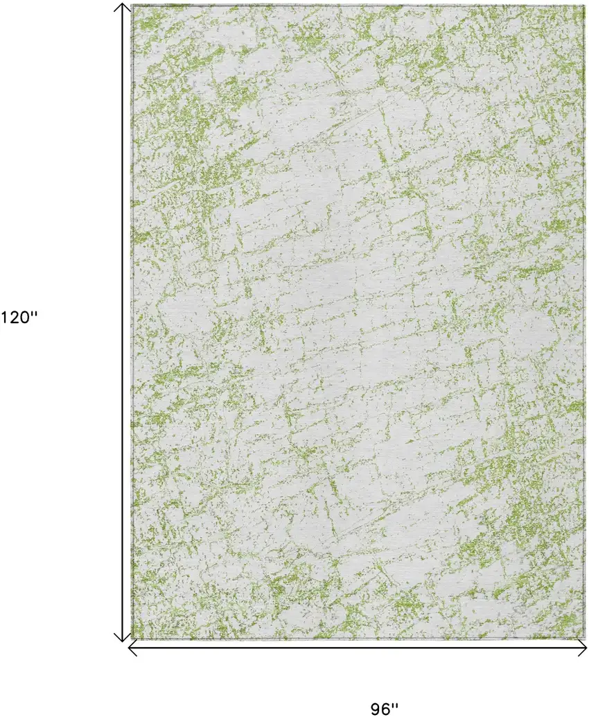 Green And Ivory Abstract Washable Indoor Outdoor Area Rug Photo 3