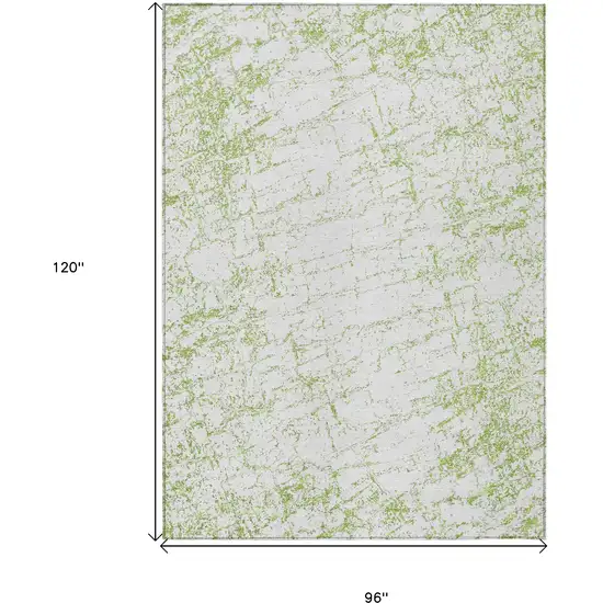 Green And Ivory Abstract Washable Indoor Outdoor Area Rug Photo 3