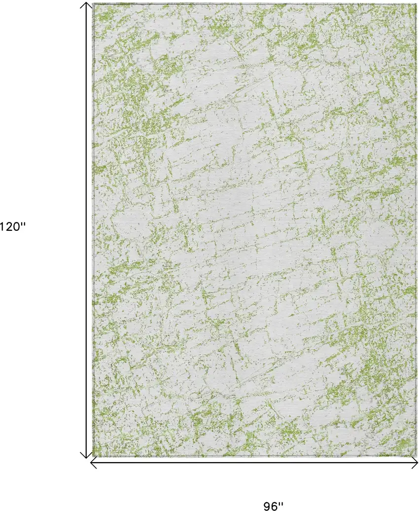 Green And Ivory Abstract Washable Indoor Outdoor Area Rug Photo 3