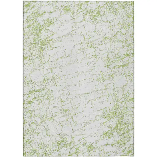Green And Ivory Abstract Washable Indoor Outdoor Area Rug Photo 2