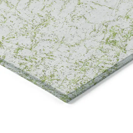 Green And Ivory Abstract Washable Indoor Outdoor Area Rug Photo 4