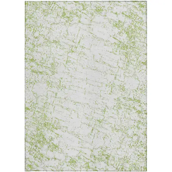 Green And Ivory Abstract Washable Indoor Outdoor Area Rug Photo 5