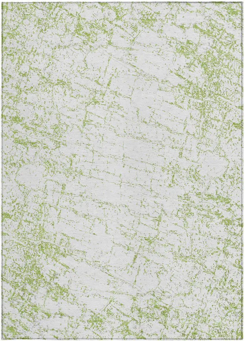 Green And Ivory Abstract Washable Indoor Outdoor Area Rug Photo 5