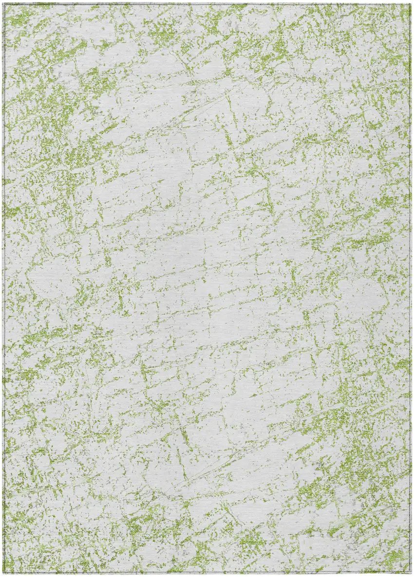 Green And Ivory Abstract Washable Indoor Outdoor Area Rug Photo 2