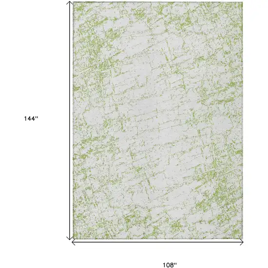 Green And Ivory Abstract Washable Indoor Outdoor Area Rug Photo 3