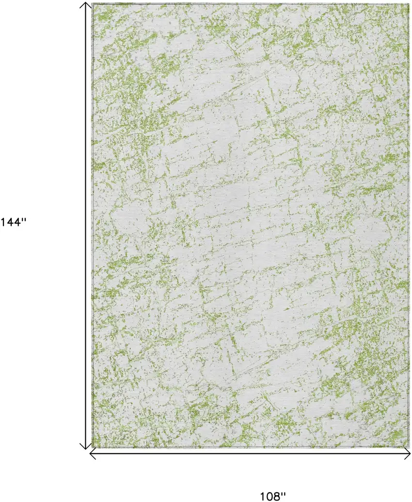 Green And Ivory Abstract Washable Indoor Outdoor Area Rug Photo 3