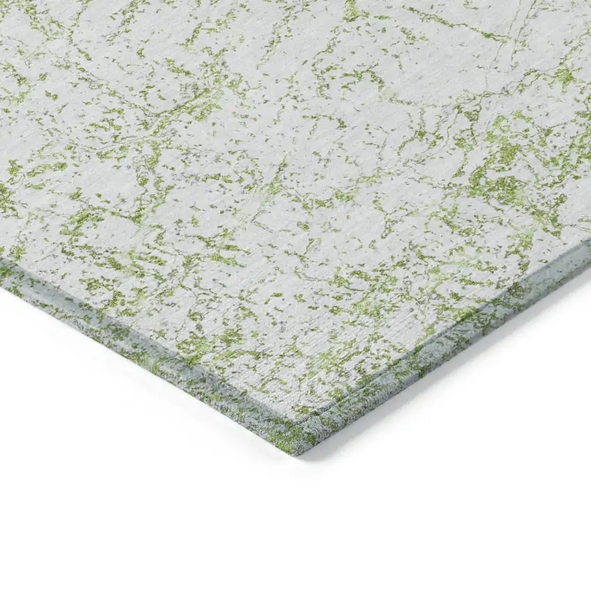 Green And Ivory Abstract Washable Indoor Outdoor Area Rug Photo 4