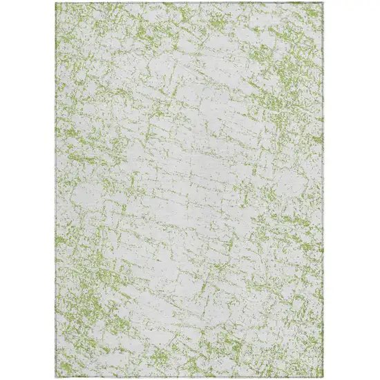 Green And Ivory Abstract Washable Indoor Outdoor Area Rug Photo 5
