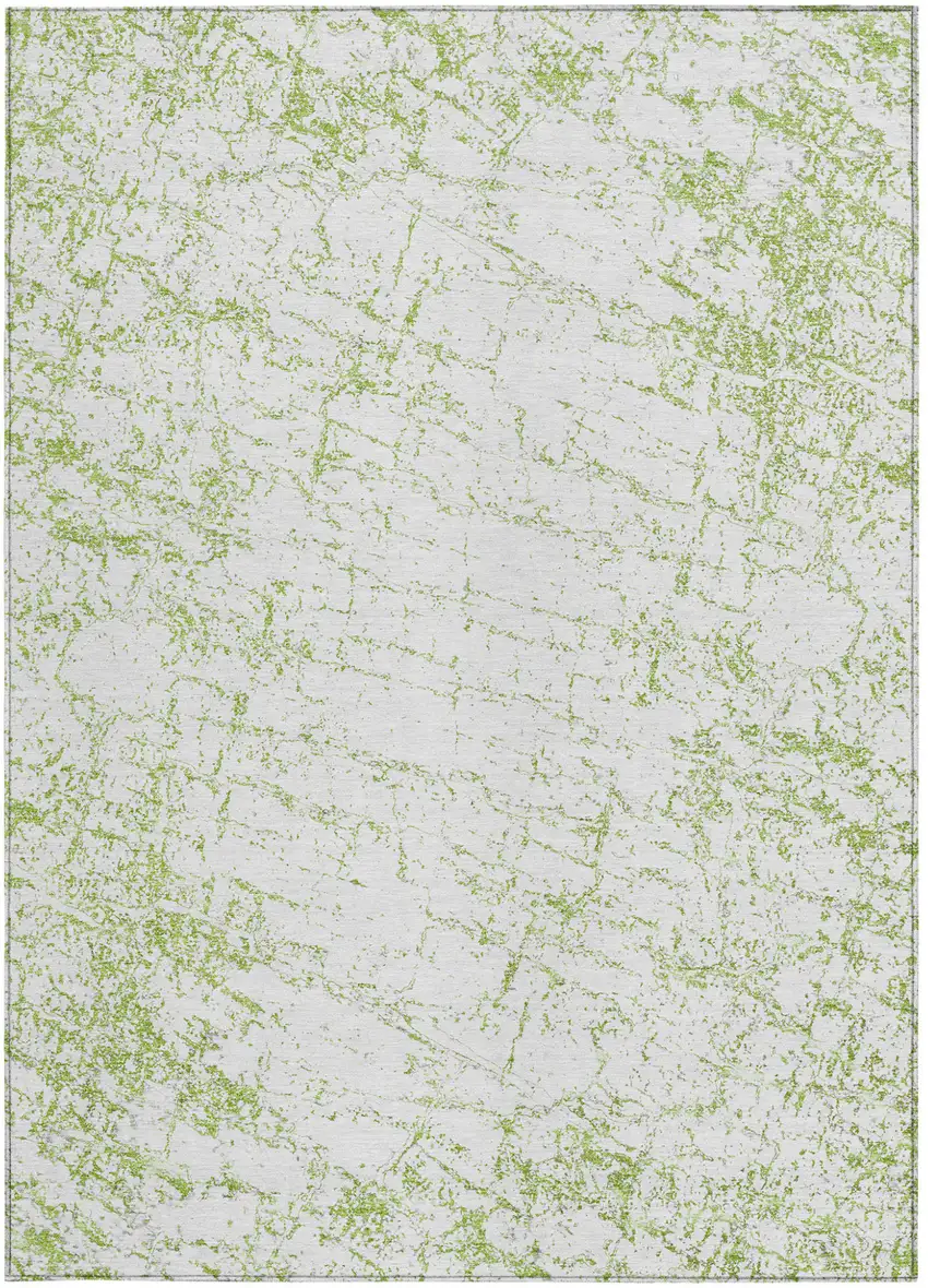 Green And Ivory Abstract Washable Indoor Outdoor Area Rug Photo 5