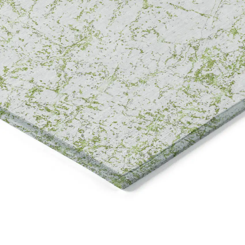 Green And Ivory Abstract Washable Indoor Outdoor Area Rug Photo 4