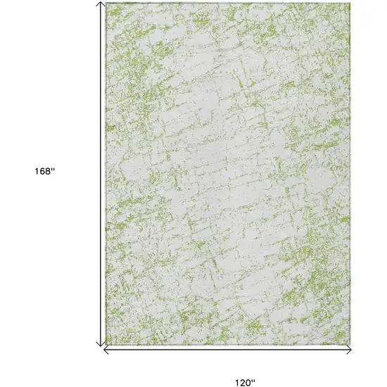 Green And Ivory Abstract Washable Indoor Outdoor Area Rug Photo 3