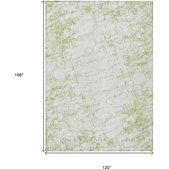 Green And Ivory Abstract Washable Indoor Outdoor Area Rug Photo 3