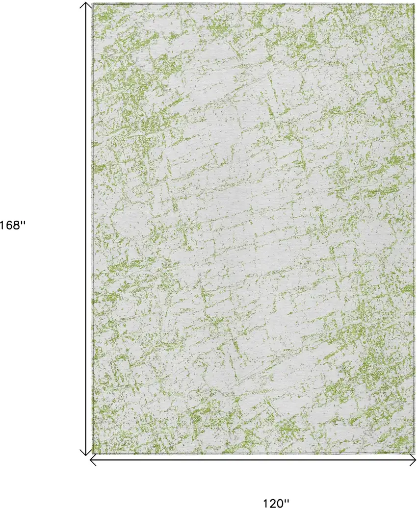 Green And Ivory Abstract Washable Indoor Outdoor Area Rug Photo 3