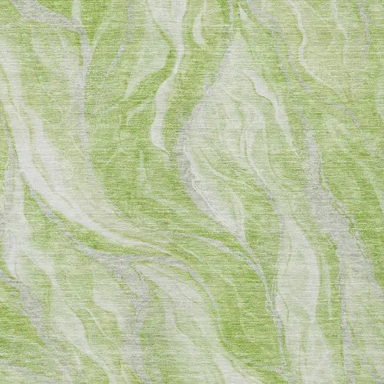 Green And Ivory Abstract Washable Indoor Outdoor Area Rug Photo 4