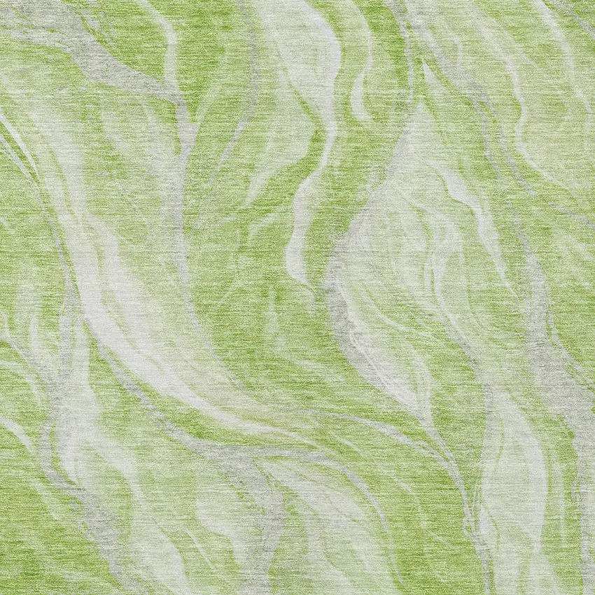 Green And Ivory Abstract Washable Indoor Outdoor Area Rug Photo 4