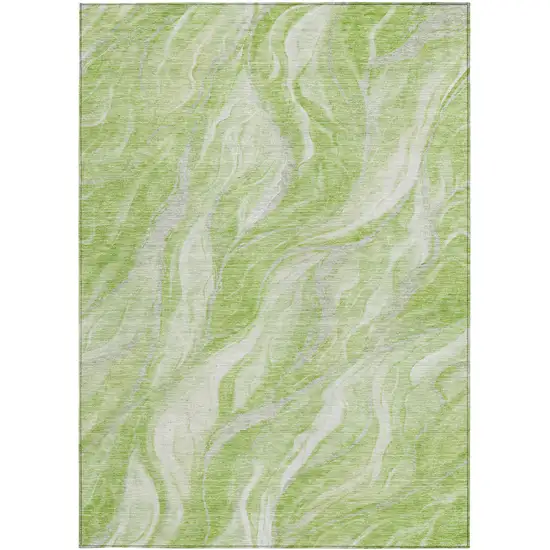 Green And Ivory Abstract Washable Indoor Outdoor Area Rug Photo 5