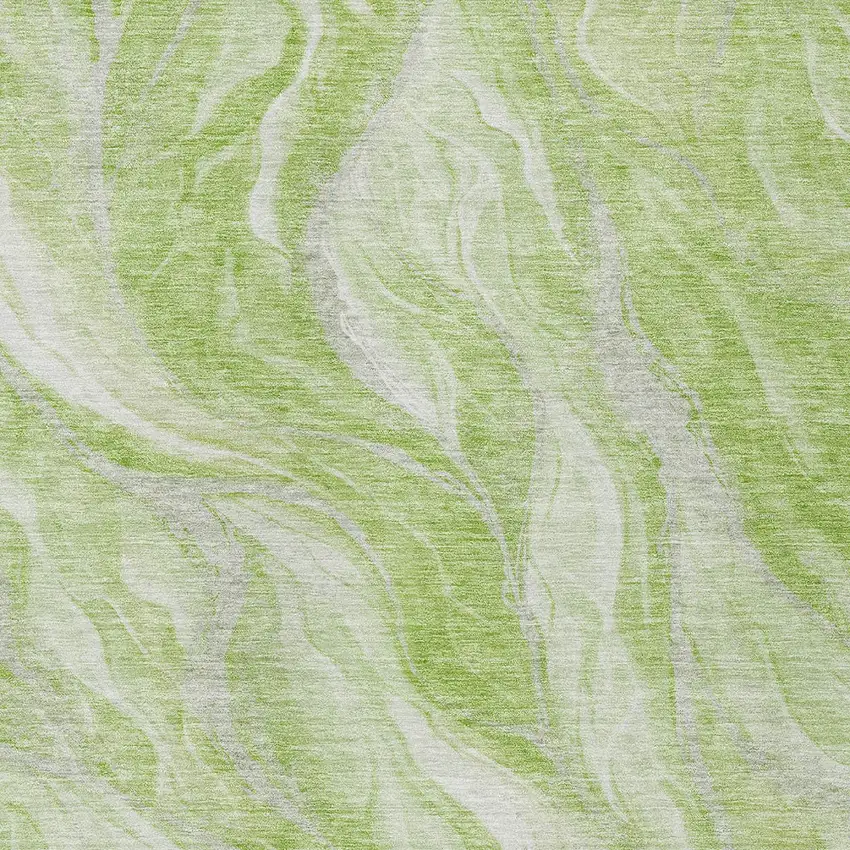Green And Ivory Abstract Washable Indoor Outdoor Area Rug Photo 4