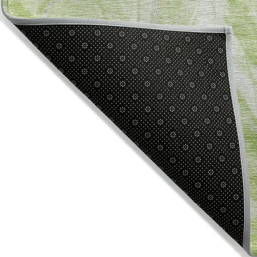 Green And Ivory Abstract Washable Indoor Outdoor Area Rug Photo 2