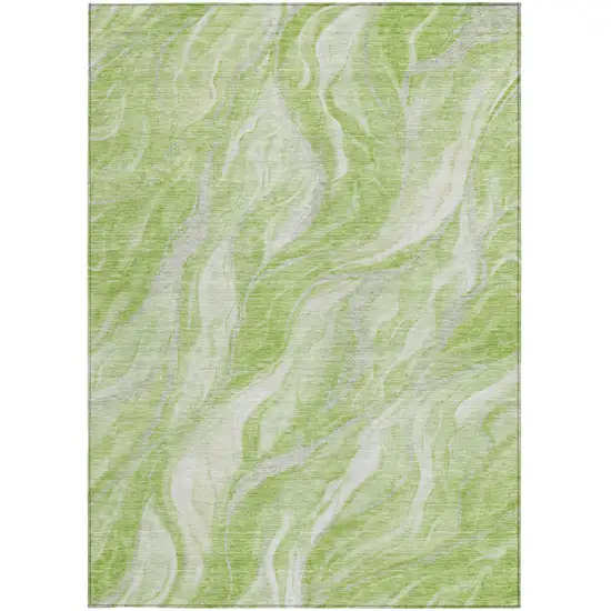 Green And Ivory Abstract Washable Indoor Outdoor Area Rug Photo 5