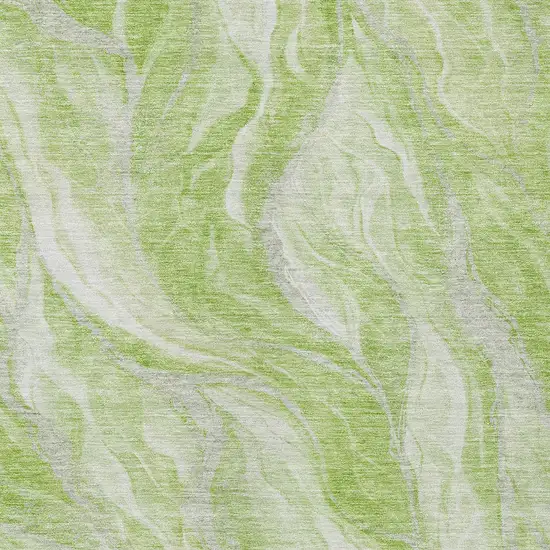 Green And Ivory Abstract Washable Indoor Outdoor Area Rug Photo 4