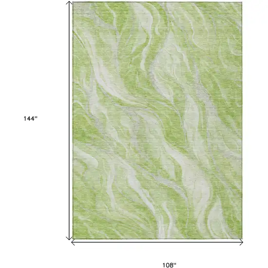 Green And Ivory Abstract Washable Indoor Outdoor Area Rug Photo 3