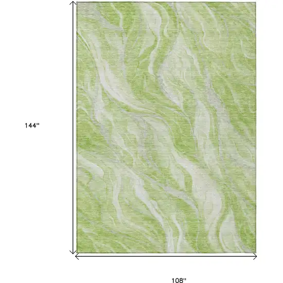 Green And Ivory Abstract Washable Indoor Outdoor Area Rug Photo 3