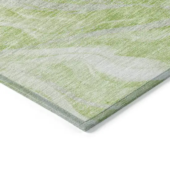 Green And Ivory Abstract Washable Indoor Outdoor Area Rug Photo 4
