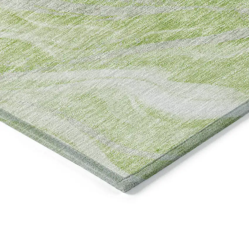 Green And Ivory Abstract Washable Indoor Outdoor Area Rug Photo 4