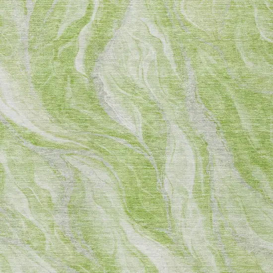 Green And Ivory Abstract Washable Indoor Outdoor Area Rug Photo 5